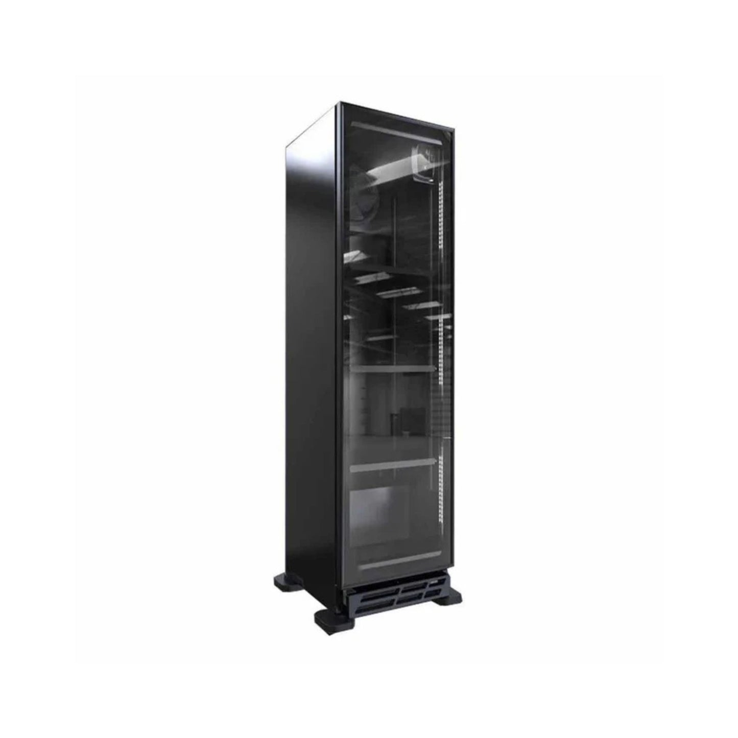 ENFRIADOR COBALT NEGRO CON 5 PARRILLAS CON CAPACIDAD DE 0.255 M³, 1 PUERTA DE CRISTAL, LUZ LED MODELO VL100