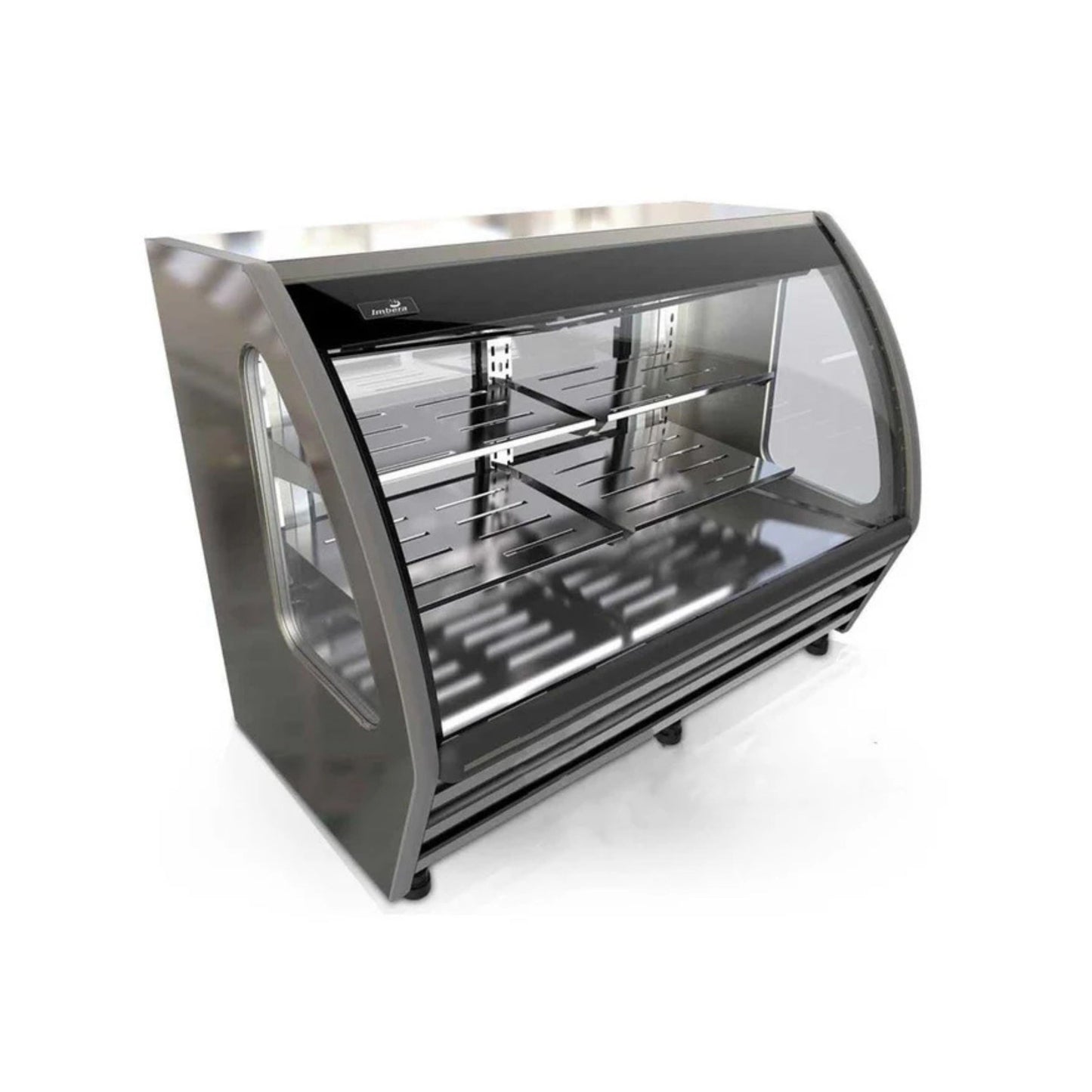 VITRINA CREMERA ACERO INOXIDABLE CON 4 PARRILLAS CON CAPACIDAD DE 0.340 M³ CRISTAL CURVO MODELO BHS150-I