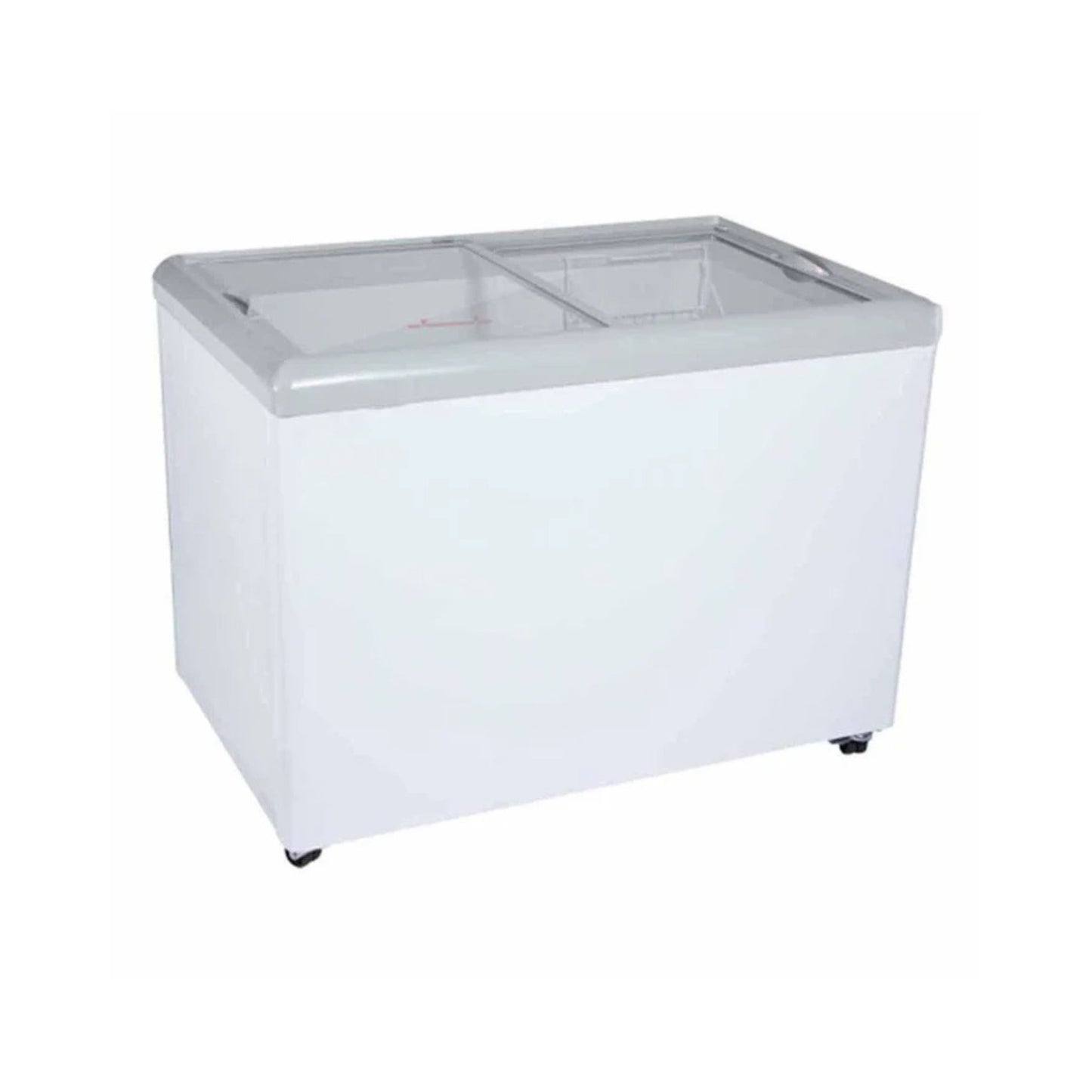 CONGELADOR HORIZONTAL PUERTA DE CRISTAL BLANCO CON 1 CANASTILLA CON CAPACIDAD DE 0.397 M³, TAPA DE CRISTAL CURVO, MODELO HF14 ST