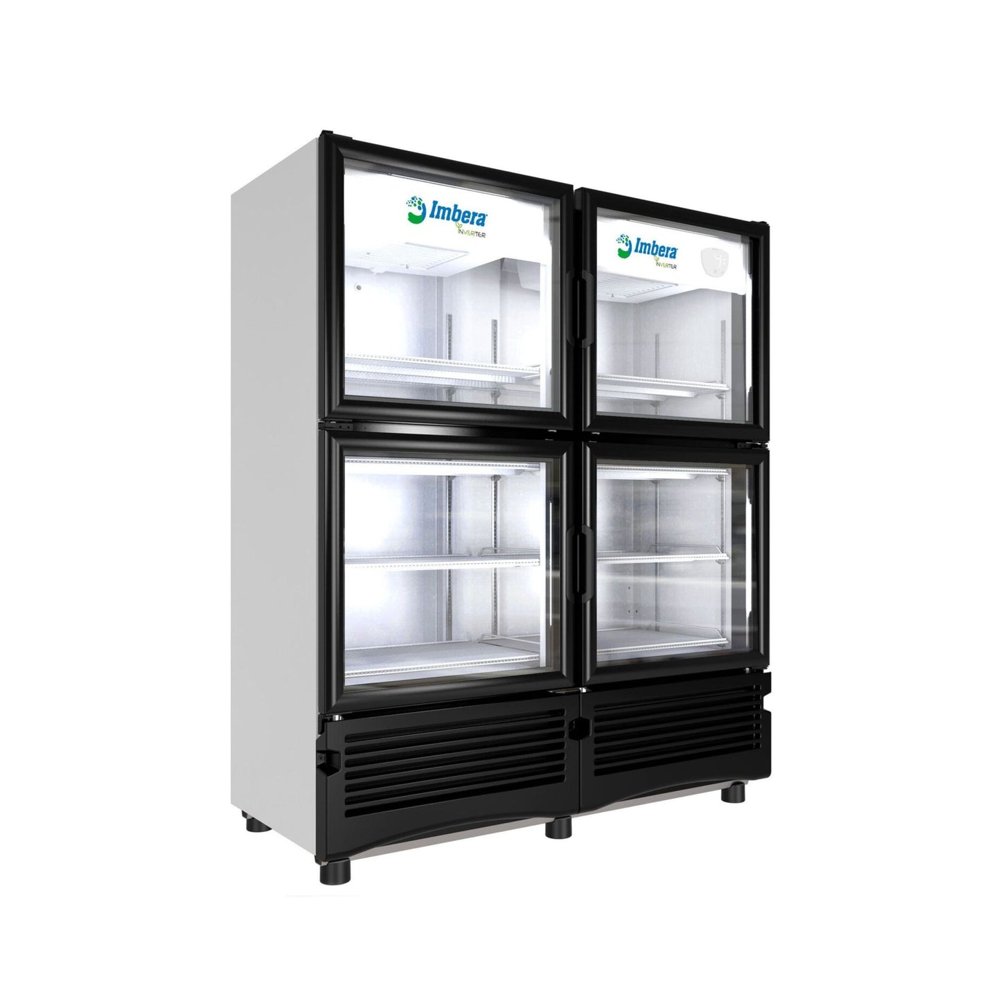 ENFRIADOR ECOINVERTER DE 8 PARRILLAS CON CAPACIDAD DE 0.99 M³, 4 PUERTAS DE CRISTAL, LUZ LED MODELO VRQ35