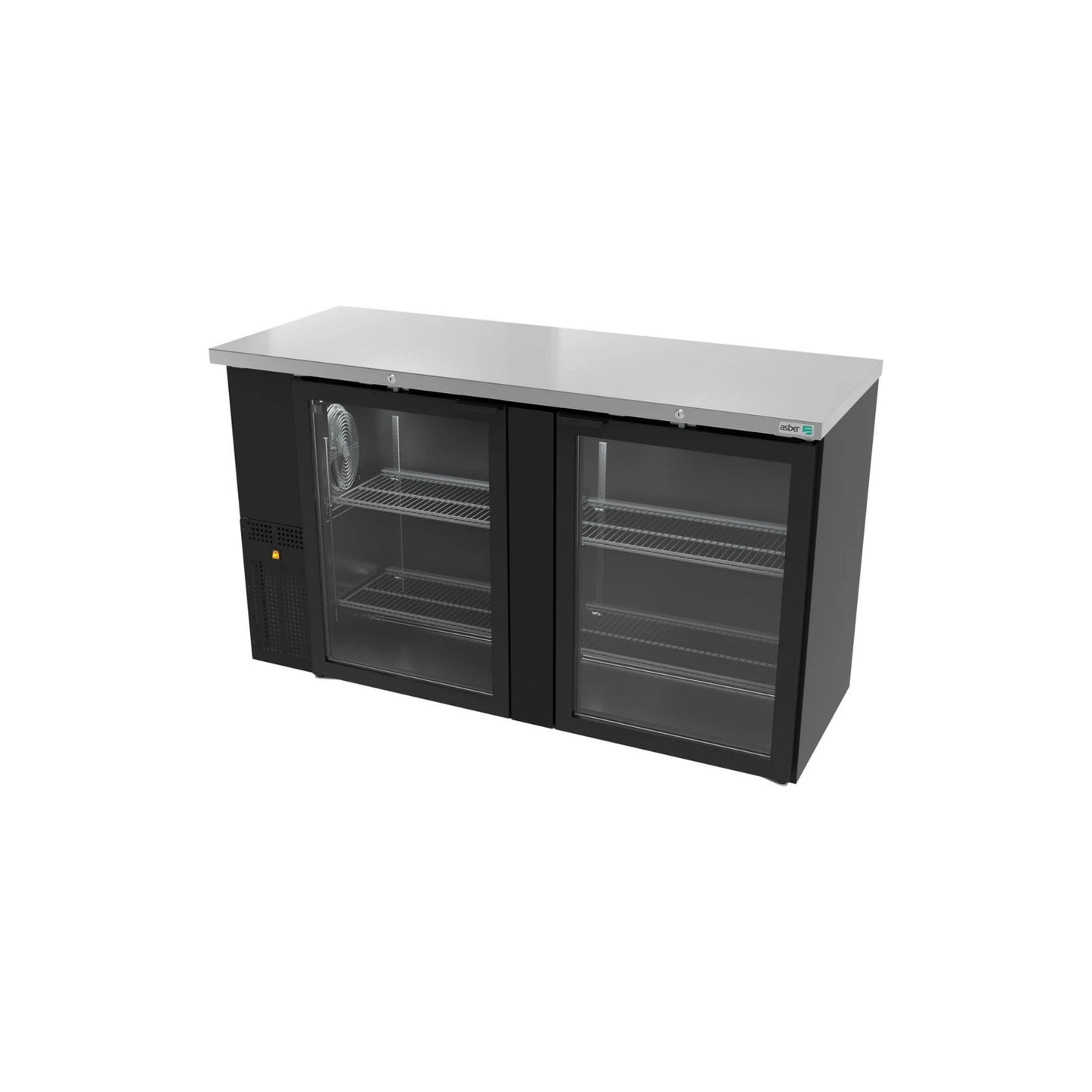 REFRIGERADOR CONTRABARRA 24-60 PIES³, PUERTA DE CRISTAL, ACERO INOXIDABLE MODELO ABBC-24-60-G HC