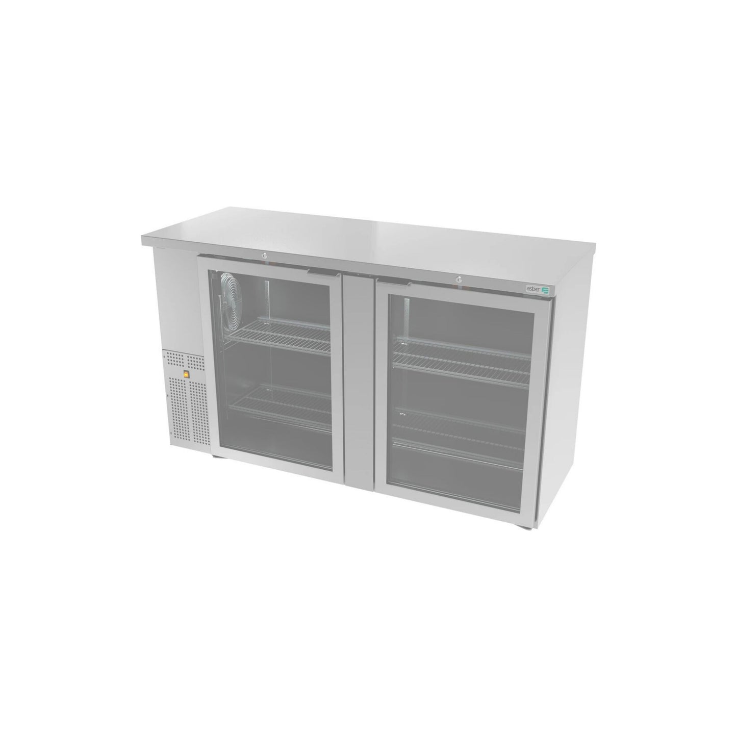REFRIGERADOR CONTRABARRA 24-60 PIES³, PUERTA DE CRISTAL, ACERO INOXIDABLE MODELO ABBC-24-60-SG HC