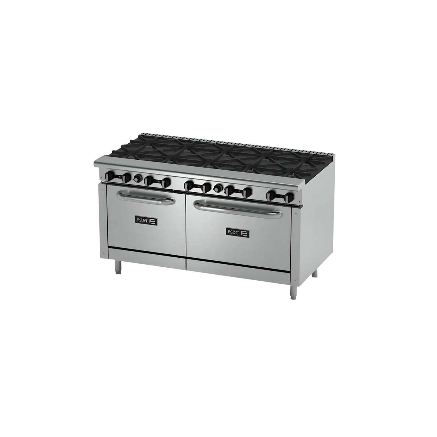 ESTUFA ASBER 2 HORNOS, 10 QUEMADORES 60" PARRILLA, 360 BTU TOTAL, 1524 X 823 X 902 MM MODELO GAS LP AER-2-B10-60 G