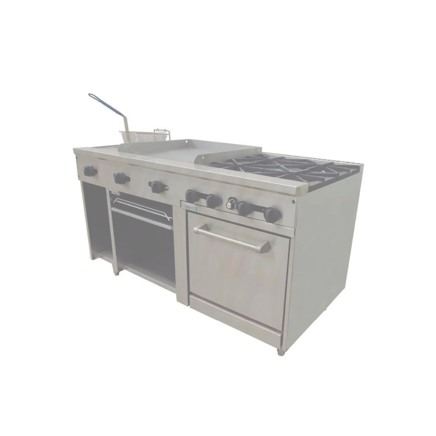 ESTUFA COMBINADA CON HORNO, PLANCHA, GRATINADOR Y FREIDORA, 60" PARRILLA, 40" PLANCHA, 206 BTU TOTAL, 1524 X 823 X 943 MM GAS NARUAL MODELO AMR-60