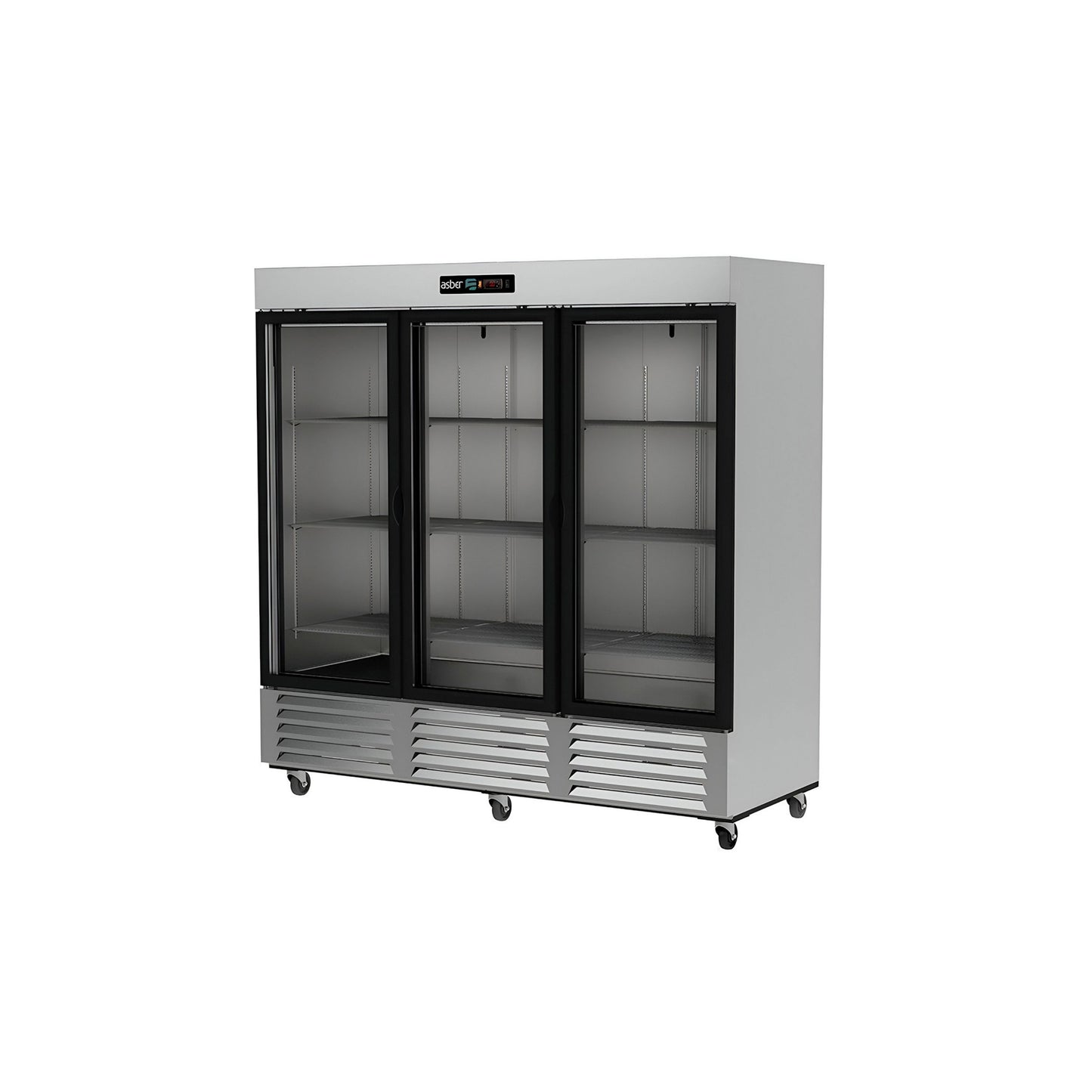REFRIGERADOR VERTICAL 3 PUERTAS DE CRISTAL, 9 PARRILLAS, 72 FT³ MODELO ARR-72-G-H HC