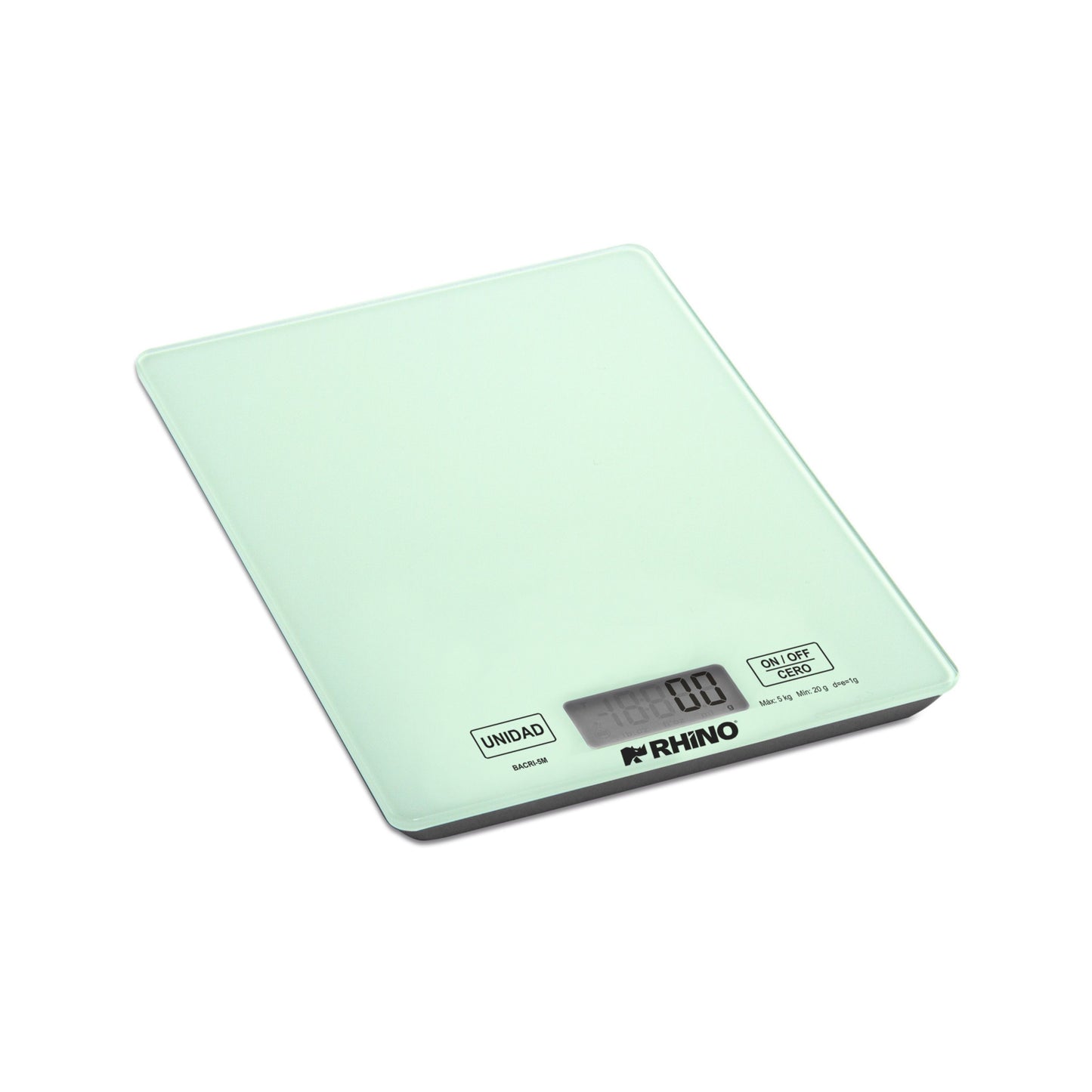 BÁSCULA PARA COCINA 5KG / 1G, CÁLCULO DE VOLUMEN, PESA EN G, LB Y OZ, BOTONES TOUCH, PLATO DE CRISTAL 19.5 X 14CM MODELO BACRI-5M