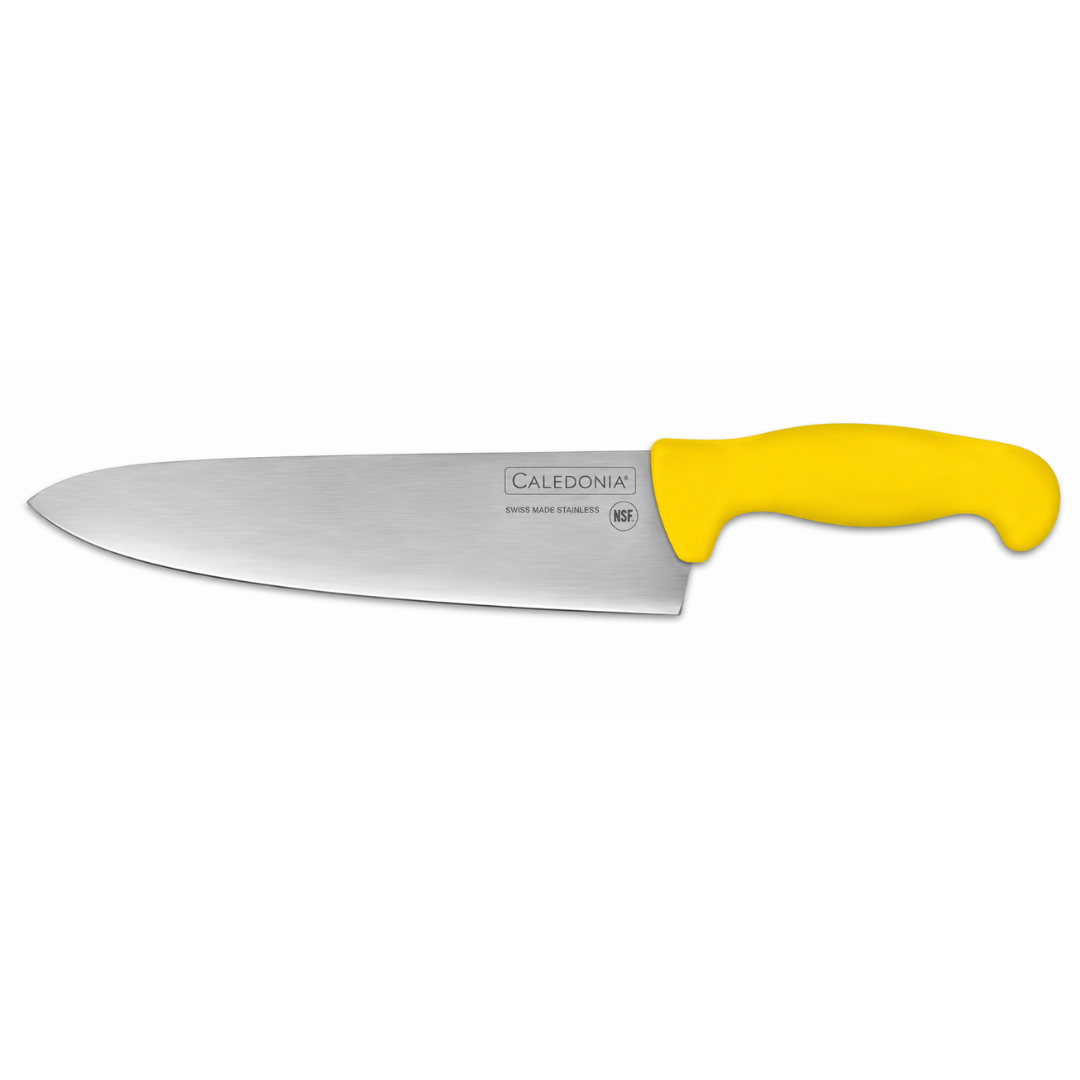 CUCHILLO CHEF 8”, FILO PROFESIONAL, MANGO ERGONÓMICO, COLOR AMARILLO MODELO CACHE-8A