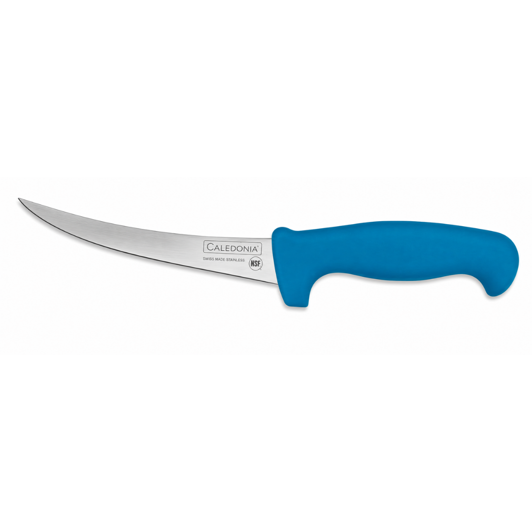 CUCHILLO DESHUESADOR CURVO 6”, FILO PROFESIONAL, MANGO ERGONÓMICO, COLOR AZU MODELO CADEC-6AZ