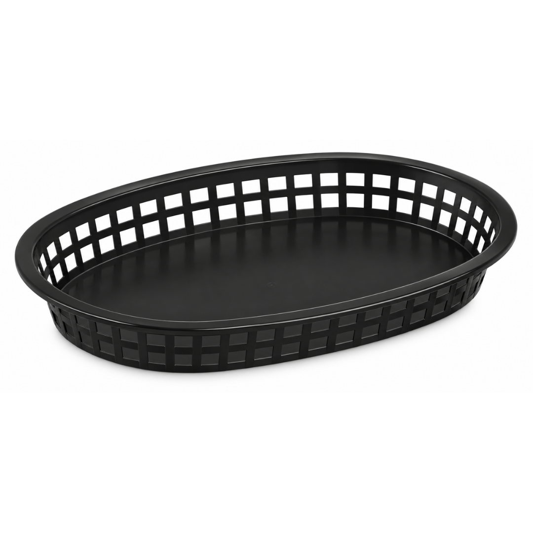CANASTA DE PLÁSTICO PARA CENTRO DE MESA, OBLONGA COLOR NEGRO MODELO CAMOB-N