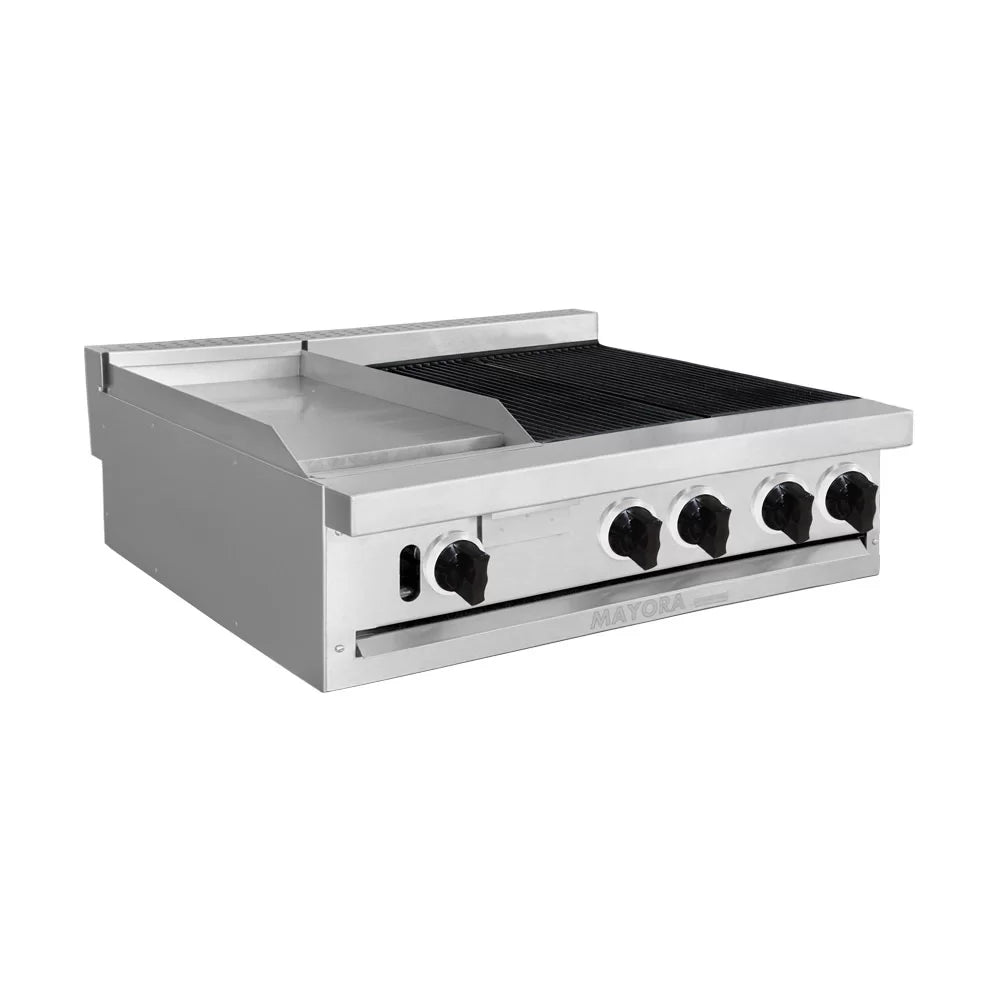 ESTUFA MODULAR CON 1 ESPACIO DE PLANCHA Y 2 ESPACIOS DE ASADOR EN ACERO INOXIDABLE MODELO CG30191
