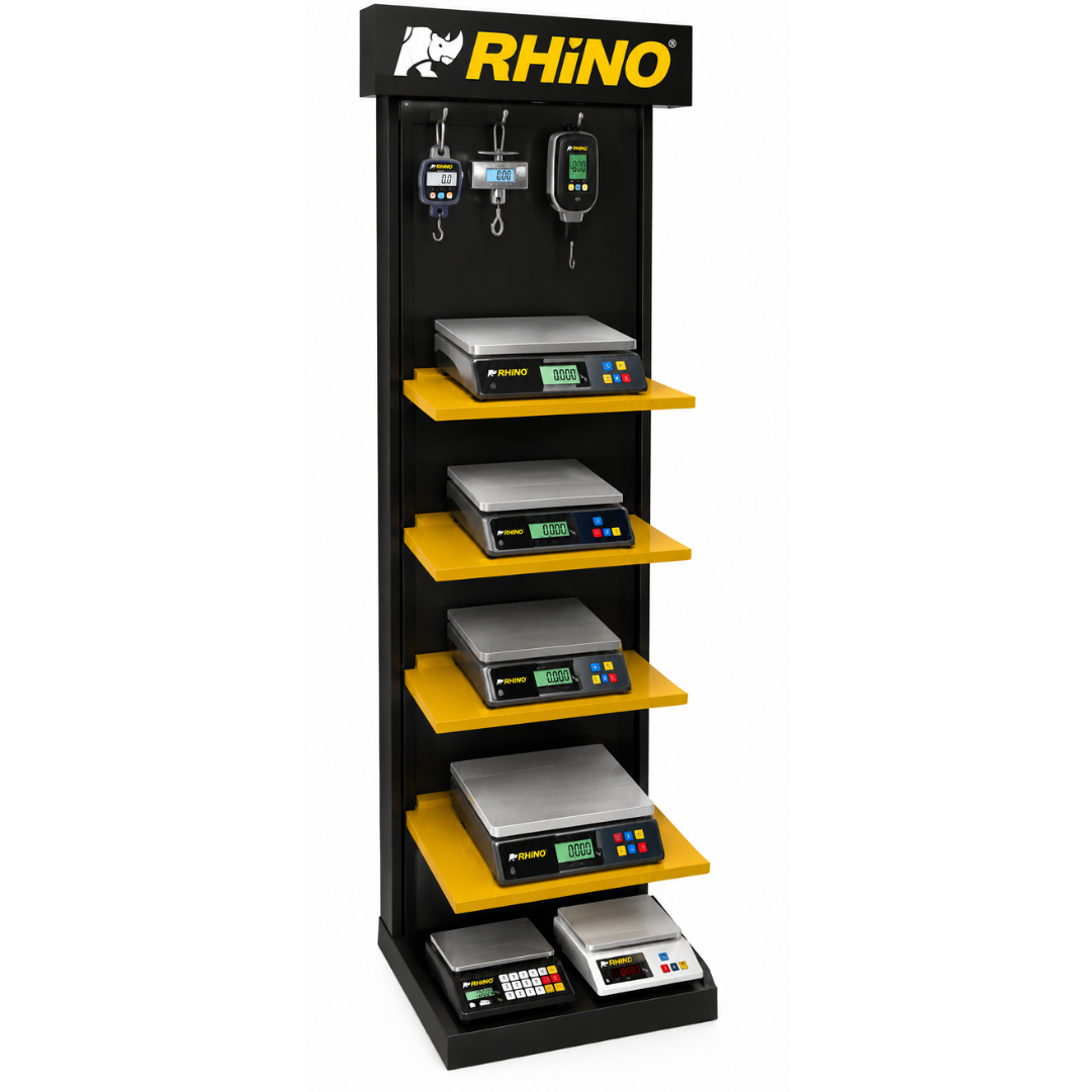 EXHIBIDOR PARA BÁSCULAS 4 REPISAS 80 CM X 40 CM X 190 CM MODELO EX-02