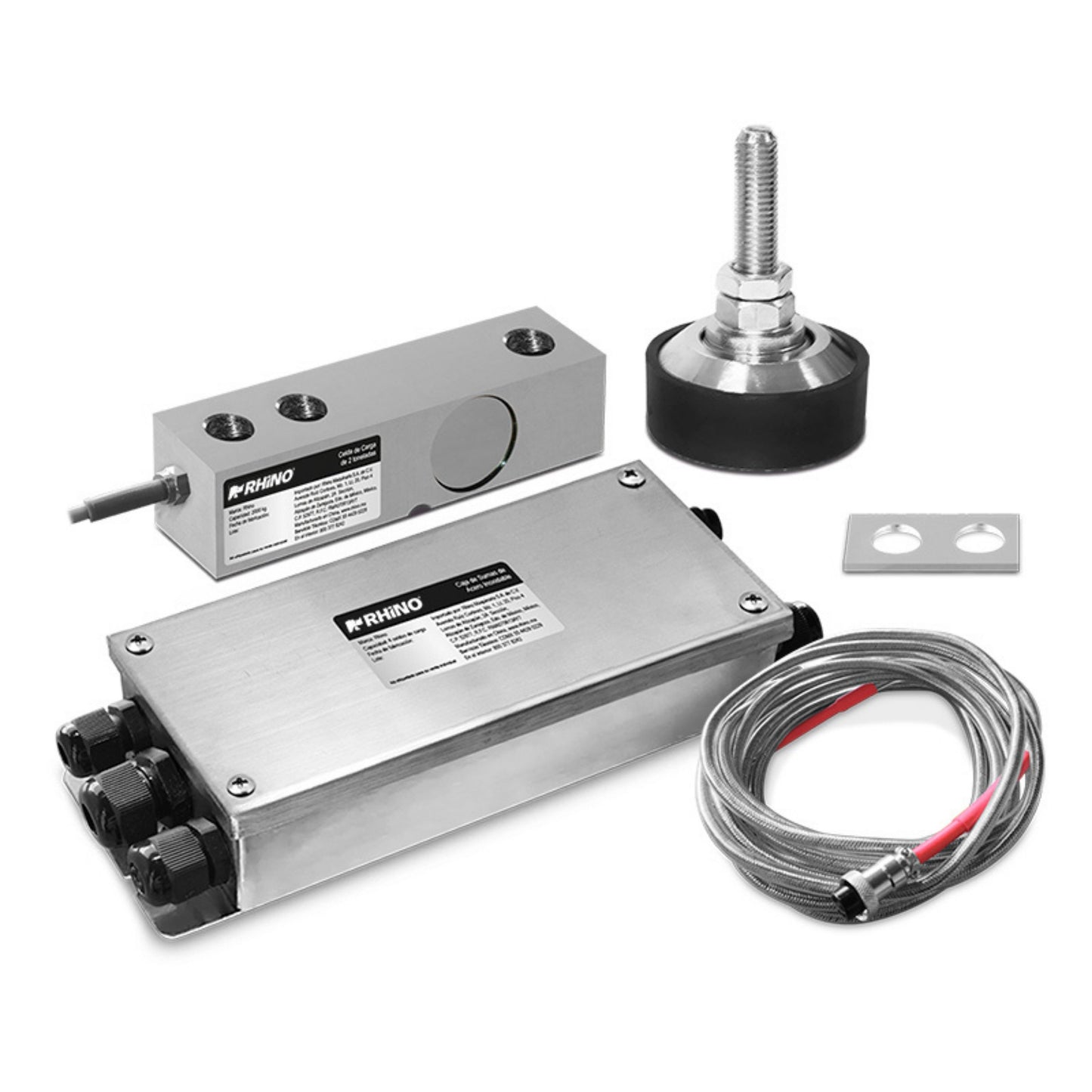 KIT 4 CELDAS DE CARGA 2T, CAJA DE SUMAS IP65, 4 PATAS, CABLE BLINDADO 5M, SALIDA 351Ω ±2 MODELO KIT4CEL-2T