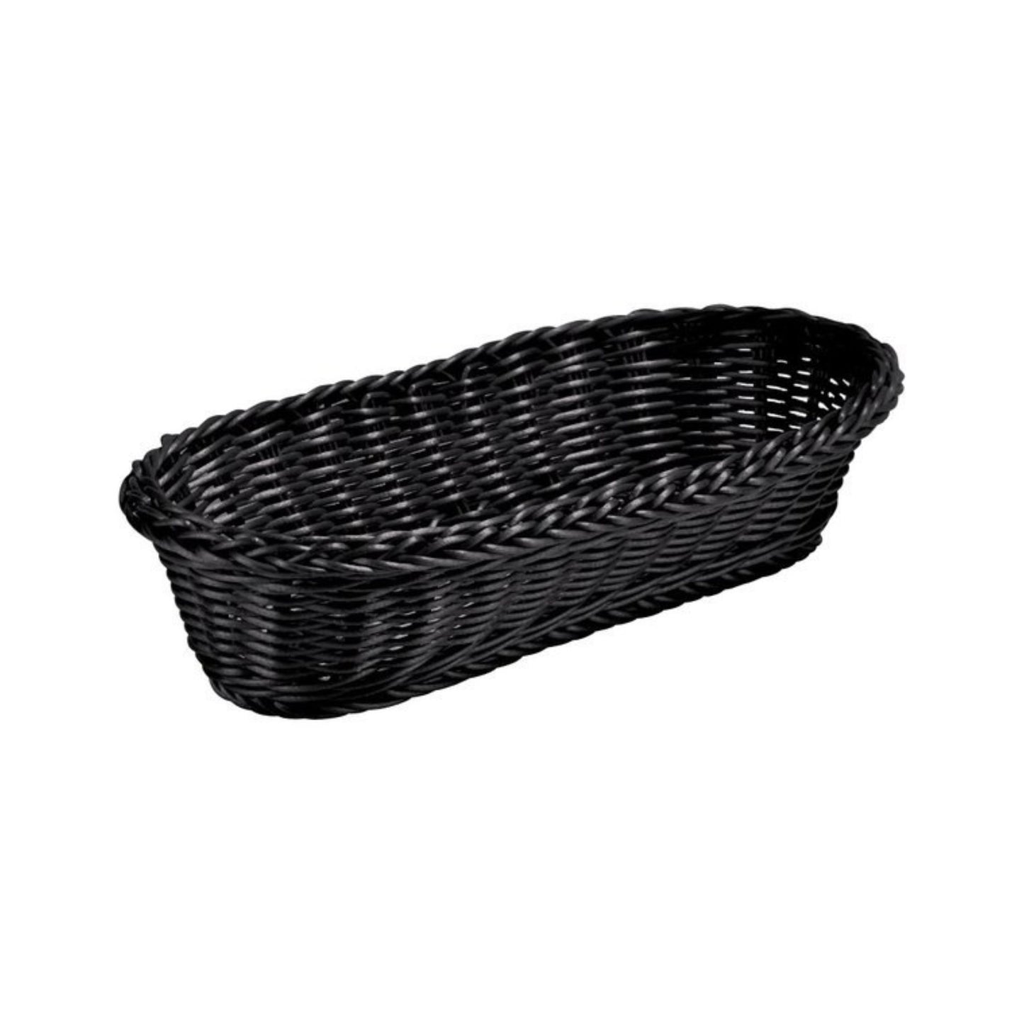 CESTA TEJIDA OVAL LARGA, NEGRO (9.2" X 4.9" X 3.2")