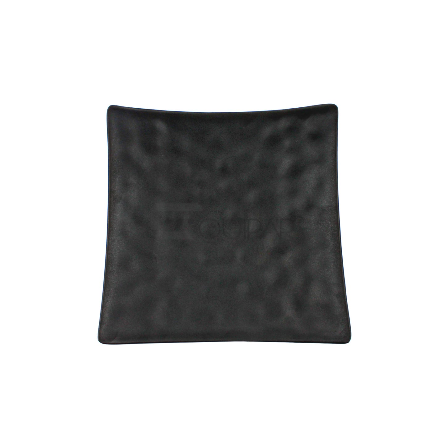 PLATO CUADRADO 24 CM MELAMINA NEGRO CORRUGADO