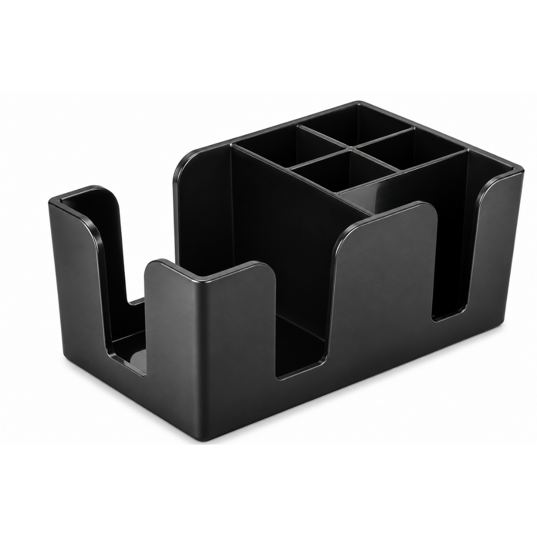 ORGANIZADOR PARA MESA CON 6 COMPARTIMIENTOS, COLOR NEGRO, 14 X 24 CM. MODELO ORME-6