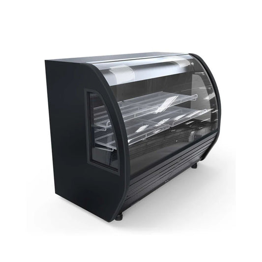 VITRINA CREMERA NEGRO CON 4 PARRILLAS CON CAPACIDAD DE 0.340 M³ CRISTAL CURVO MODELO BHS20