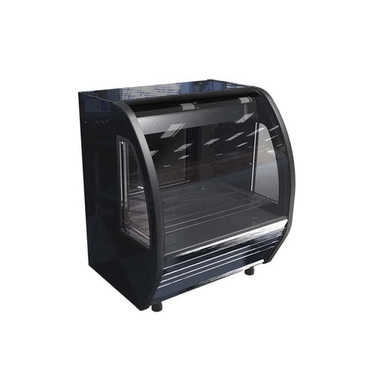 VITRINA CREMERA NEGRO CON 1 PARRILLA CON CAPACIDAD DE 0.227 M³ CRISTAL CURVO MODELO BHS10