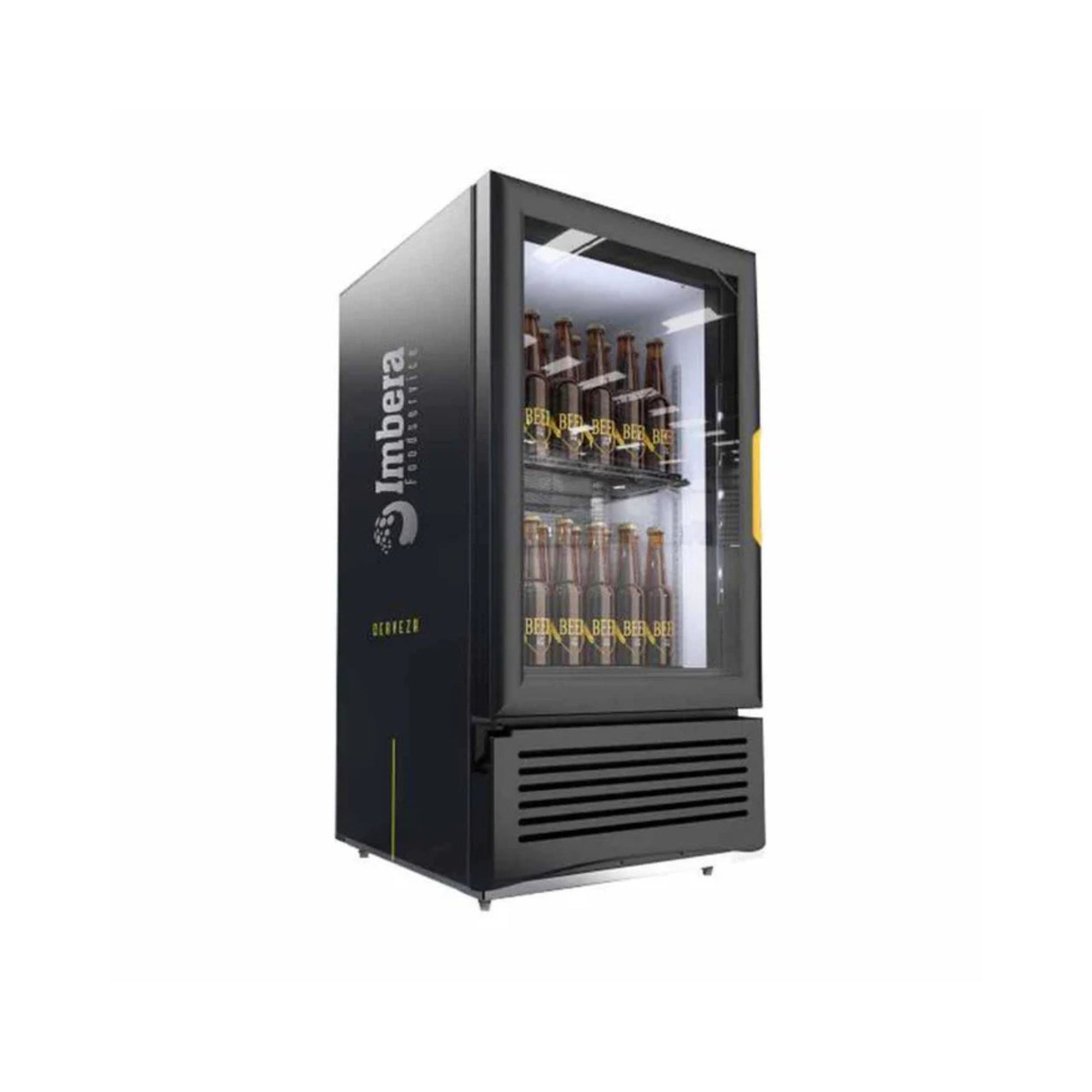 ENFRIADOR CERVECERO NEGRO CON 2 PARRILLAS CON CAPACIDAD DE 0.113 M³, 1 PUERTA DE CRISTAL, LUZ LED MODELO CCV72