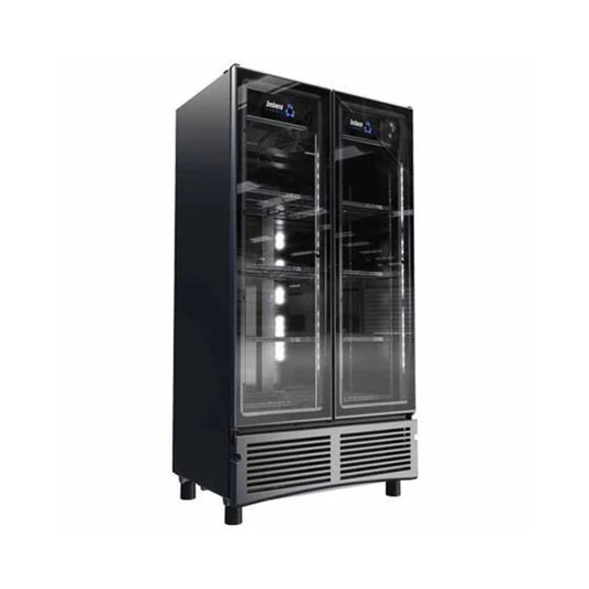 ENFRIADOR COBALT NEGRO CON 8 PARRILLAS CON CAPACIDAD DE 0.737 M³, 2 PUERTAS DE CRSTAL, LUZ LED, MODELO VR26