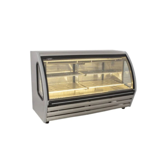 VITRINA CREMERA ACERO INOXIDABLE CON 4 PARRILLAS CON CAPACIDAD DE 0.510 M³ CRISTAL CURVO MODELO BHS200CRE-I