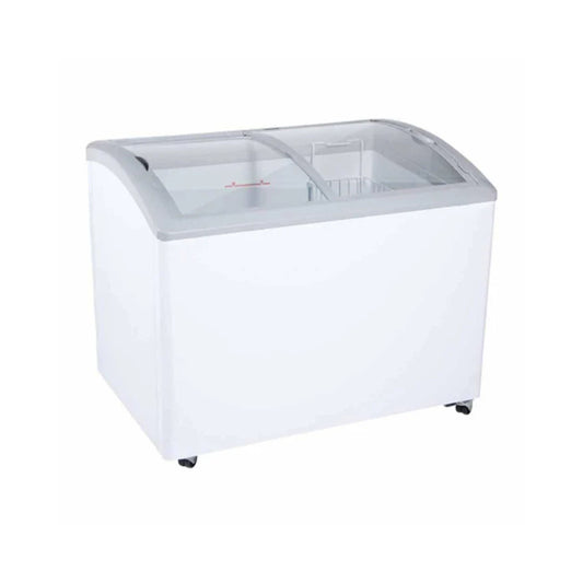 CONGELADOR HORIZONTAL PUERTA DE CRISTAL BLANCO CON 1 CANASTILLA CON CAPACIDAD DE 0.283 M³, TAPA DE CRISTAL CURVO, MODELO HF10 ST