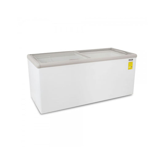 CONGELADOR HORIZONTAL PUERTA DE CRISTAL BLANCO CON 1 CANASTILLA CON CAPACIDAD DE 0.737 M³, TAPA DE CRISTAL PLANO, MODELO HF26 ST
