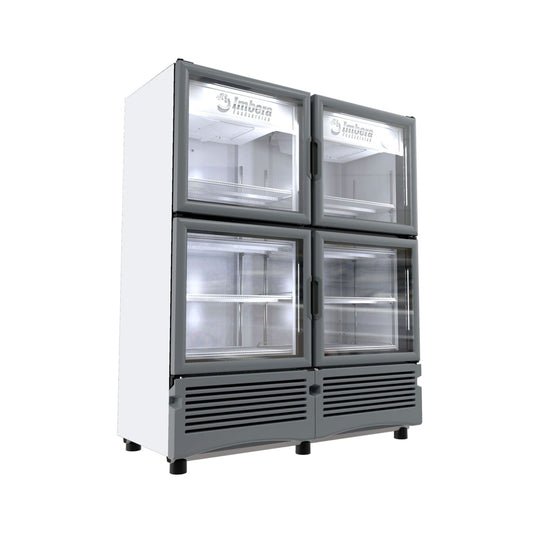 ENFRIADOR VERTICAL DE 8 PARRILLAS CON CAPACIDAD DE 0.99 M³, 4 PUERTAS DE CRISTAL, LUZ LED, MODELO VRQ35