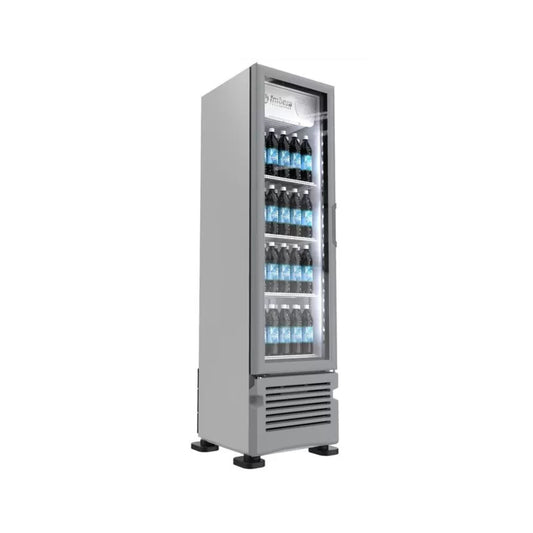 ENFRIADOR VERTICAL DE 4 PARRILLAS CON CAPACIDAD DE 0.23 M³, 1 PUERTA DE CRISTAL, LUZ LED MODELO VR08