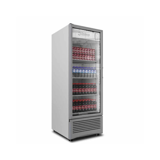 ENFRIADOR VERTICAL DE 4 PARRILLAS CON CAPACIDAD DE 0.71 M³, 1 PUERTA DE CRISTAL, LUZ LED MODELO VR25