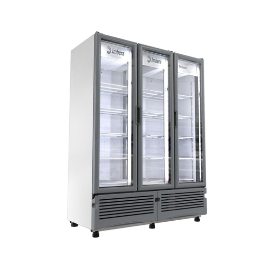 ENFRIADOR VERTICAL DE 10 PARRILLAS CON CAPACIDAD DE 1.19 M³, 3 PUERTAS DE CRISTAL, LUZ LED, MODELO G342