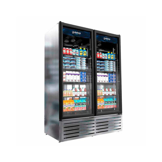 REFRIGERADOR VERTICAL VRD43 LÍNEA PROFESIONAL, CAPACIDAD 1.22 M³, 6 PARRILLAS, REFRIGERANTE, 2 PUERTAS DE CRISTAL, R290