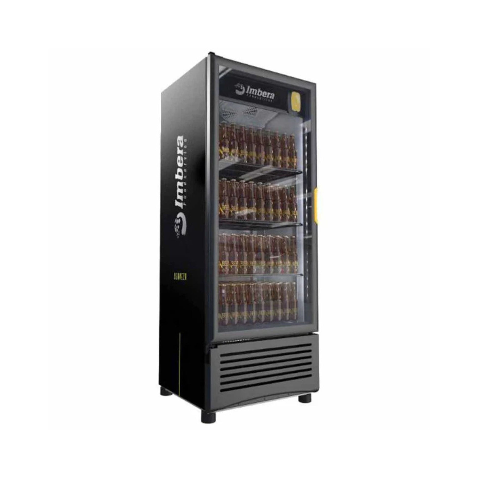 ENFRIADOR CERVECERO NEGRO CON 4 PARRILLAS CON CAPACIDAD DE 0.481 M³, 1 PUERTA DE CRISTAL, LUZ LED MODELO CCV320