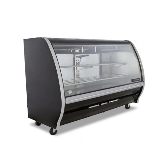 VITRINA CREMERA BLANCO/NEGRO CON 4 PARRILLAS CON CAPACIDAD DE 0.505 M³ CRISTAL CURVO MODELO PHS-18N Negro