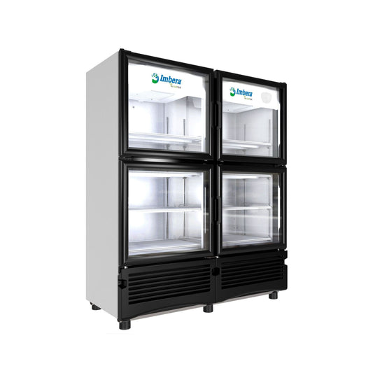 ENFRIADOR ECOINVERTER DE 8 PARRILLAS CON CAPACIDAD DE 0.99 M³, 4 PUERTAS DE CRISTAL, LUZ LED MODELO VRQ35