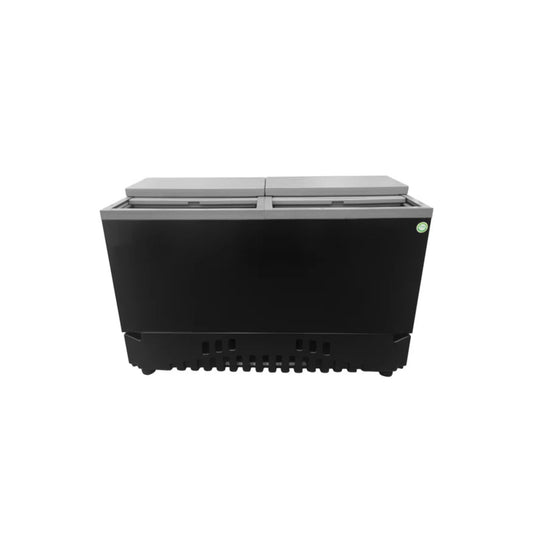 ENFRIADOR HORIZONTAL NEGRO CON 3 PARRILLAS CON CAPACIDAD DE 0.461 M³, CON 2 TAPAS CORREDIZAS MODELO HR18