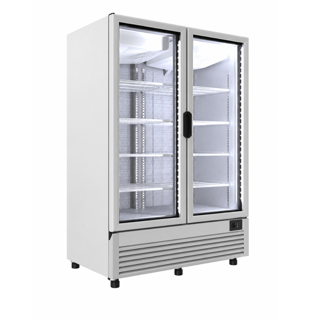 CONGELADOR VERTICAL DE 4 PARRILLAS CON CAPACIDAD DE 1.22 M³, 3 PUERTAS, LUZ LED MODELO VFD43