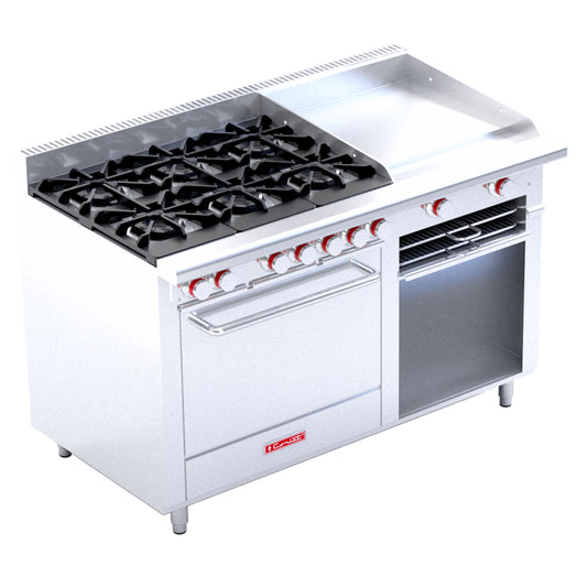 ESTUFA DE 6 QUEMADORES  CON HORNO, PLANCHA, GRATINADOR EC-6-H-GRILL DE PISO MГЃSTER