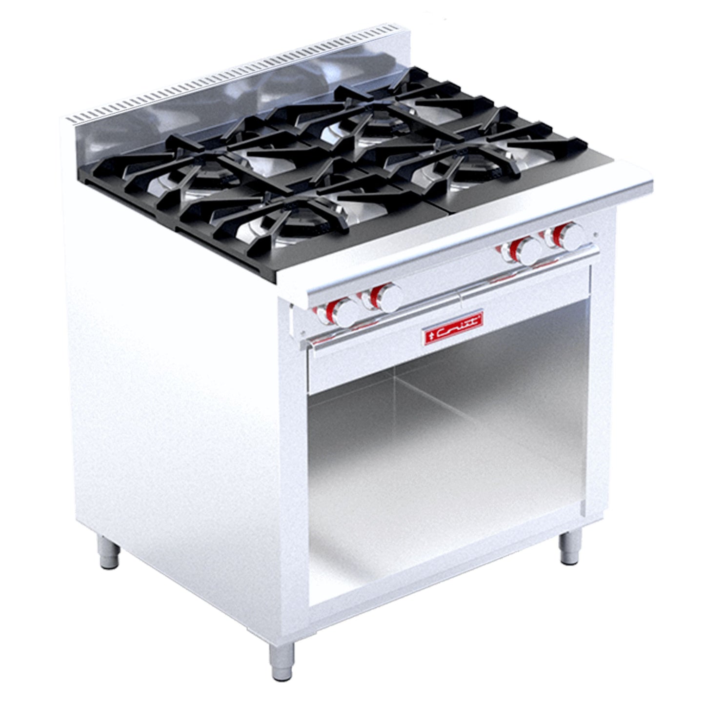 ESTUFA DE 4 QUEMADORES EXTRA GRANDES SOBRE GABINETE ABIERTO EC-4-GA DE PISO HD