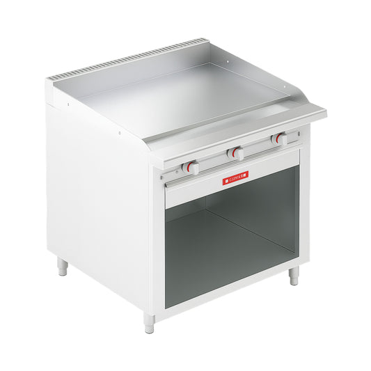 PLANCHA A GAS CON 3 QUEMADORES EN "U" DE COMPARTIMIENTO ABIERTO EC-GA-GRILL HD DE PISO