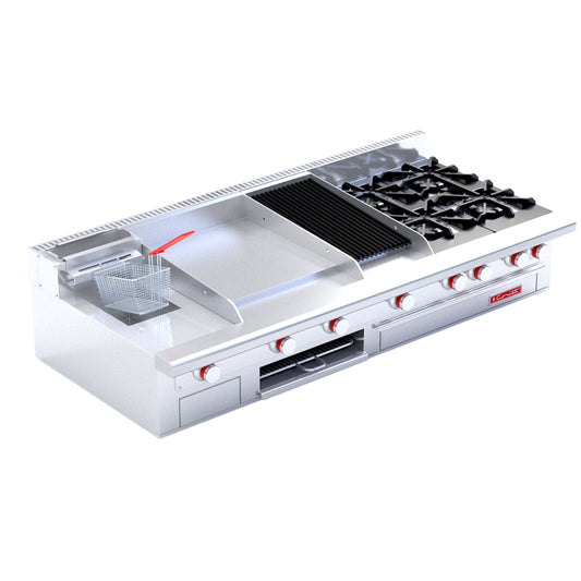 ESTUFA DE 4 QUEMADORES FREIDORA 3 L, PLANCHA, GRATINADOR , ASADOR MULTIPLE DE MESA MГЃSTER