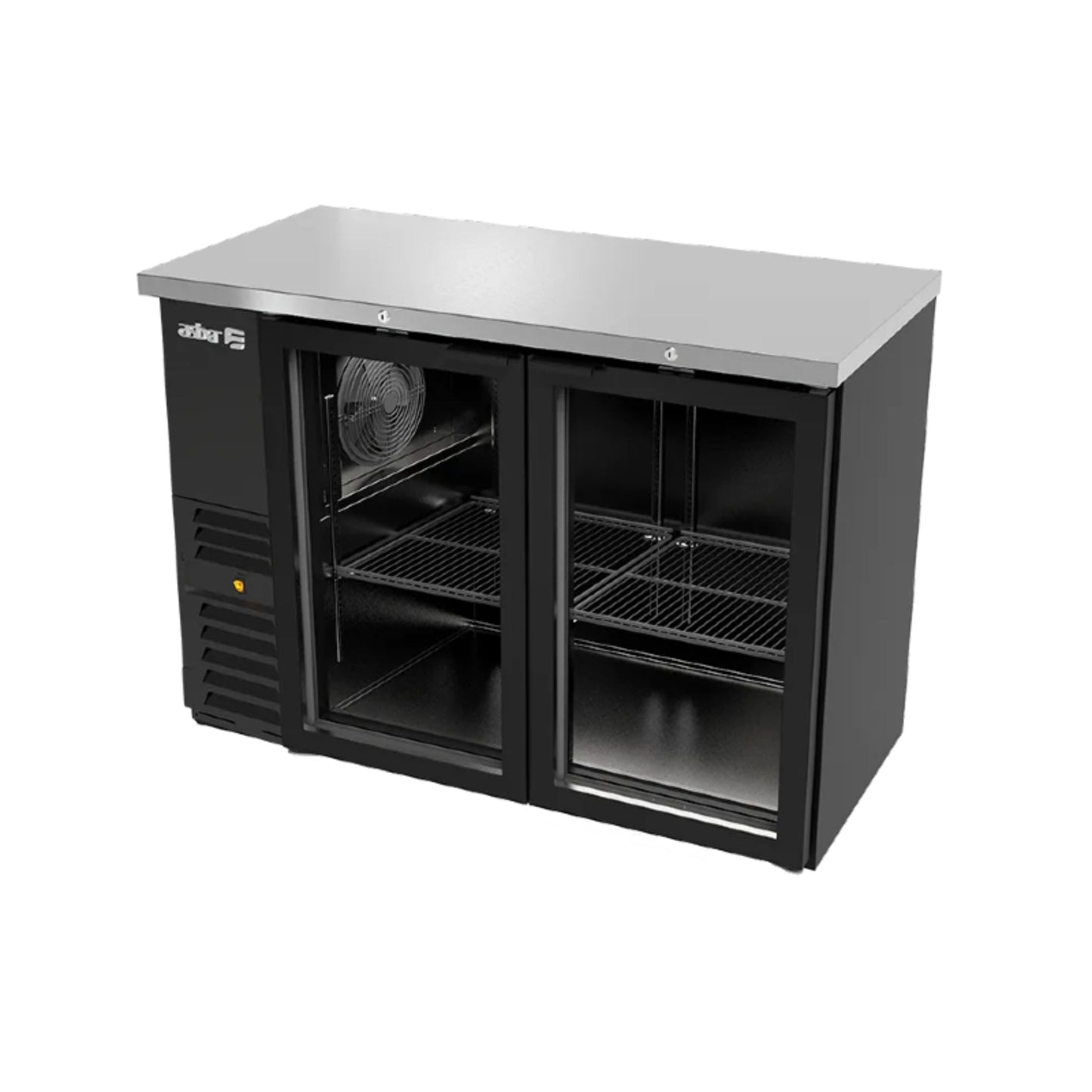 REFRIGERADOR CONTRABARRA 24-48 PIES³, PUERTA DE CRISTAL, ACERO INOXIDABLE MODELO ABBC-24-48-G HC