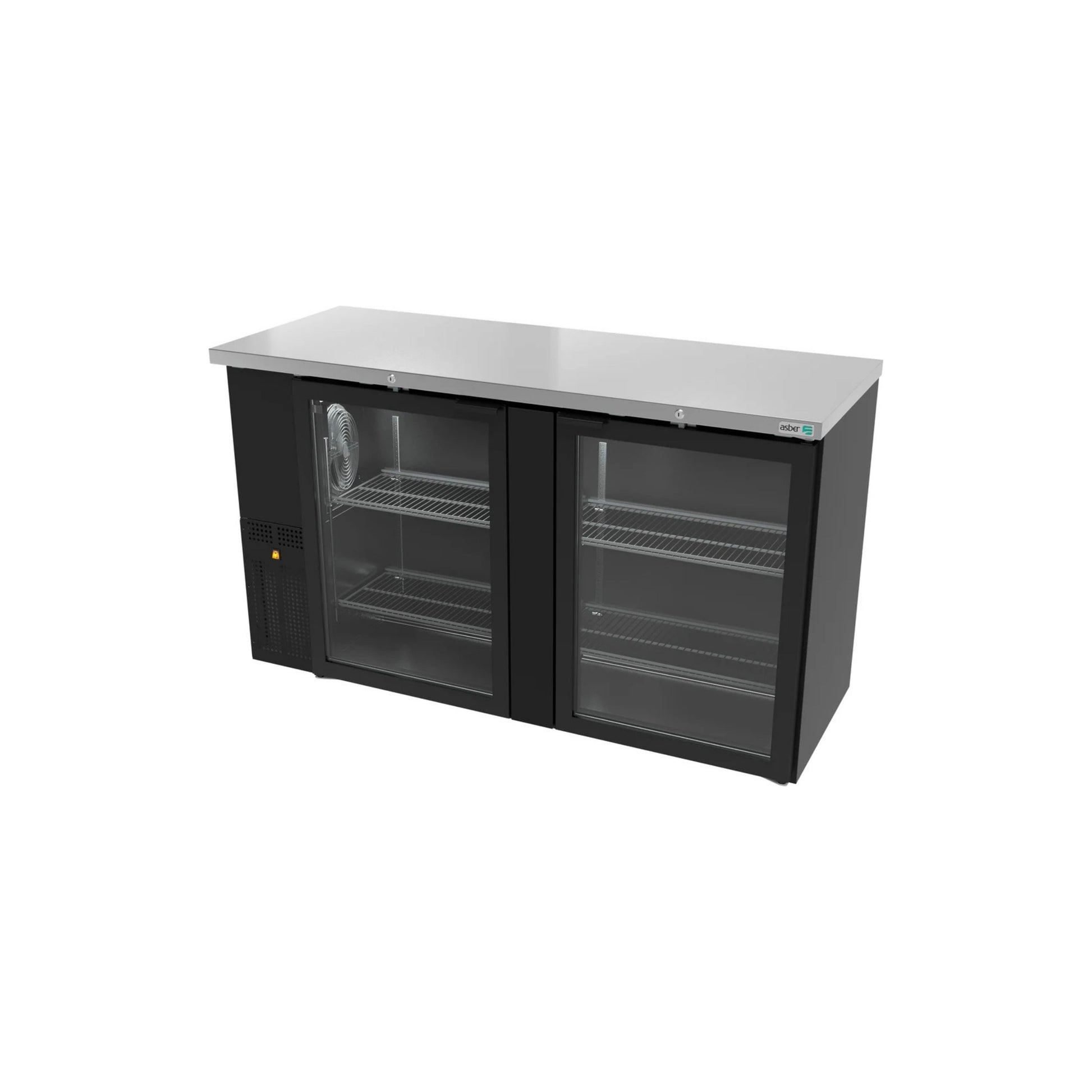 REFRIGERADOR CONTRABARRA 24-60 PIES³, PUERTA DE CRISTAL, ACERO INOXIDABLE MODELO ABBC-24-60-G HC