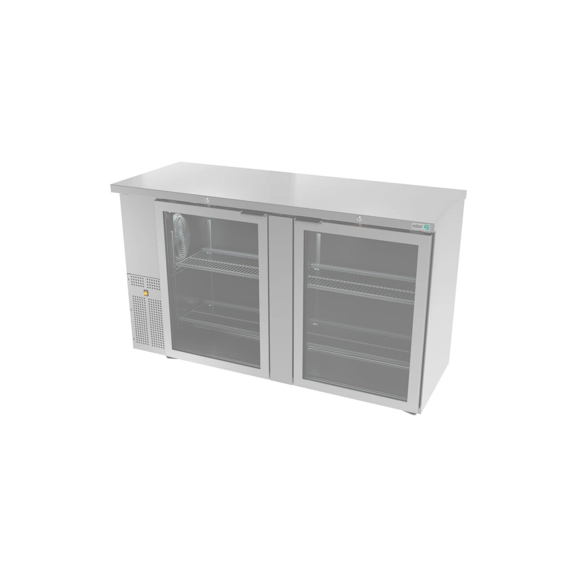 REFRIGERADOR CONTRABARRA 24-60 PIES³, PUERTA DE CRISTAL, ACERO INOXIDABLE MODELO ABBC-24-60-SG HC