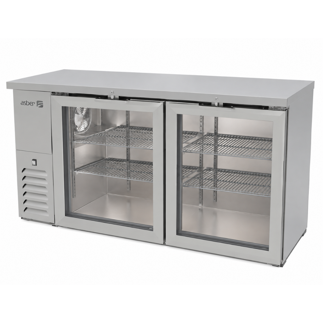 REFRIGERADOR DE CONTRA BARRA EN AI 2 PUERTAS DE CRISTAL ABBC 24 48 SG SD HC