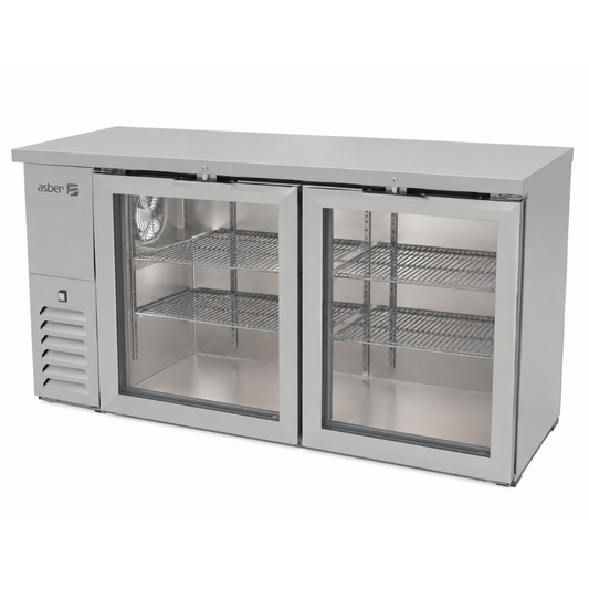 REFRIGERADOR DE CONTRA BARRA EN AI 2 PUERTAS DE CRISTAL ABBC 24 48 SG SD HC