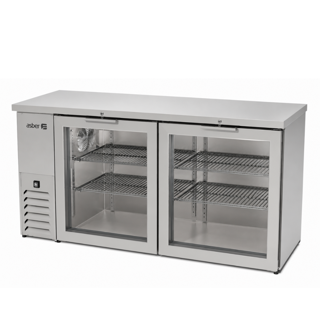 REFRIGERADOR DE CONTRA BARRA EN AI 3 PUERTAS DE CRISTAL ABBC 24 72 SG SD HC