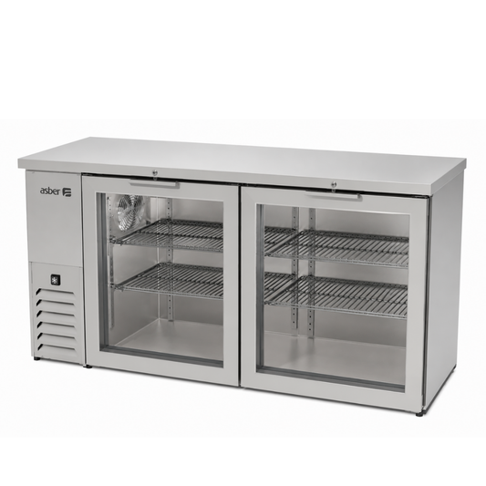 REFRIGERADOR DE CONTRA BARRA EN AI 3 PUERTAS DE CRISTAL ABBC 24 72 SG SD HC