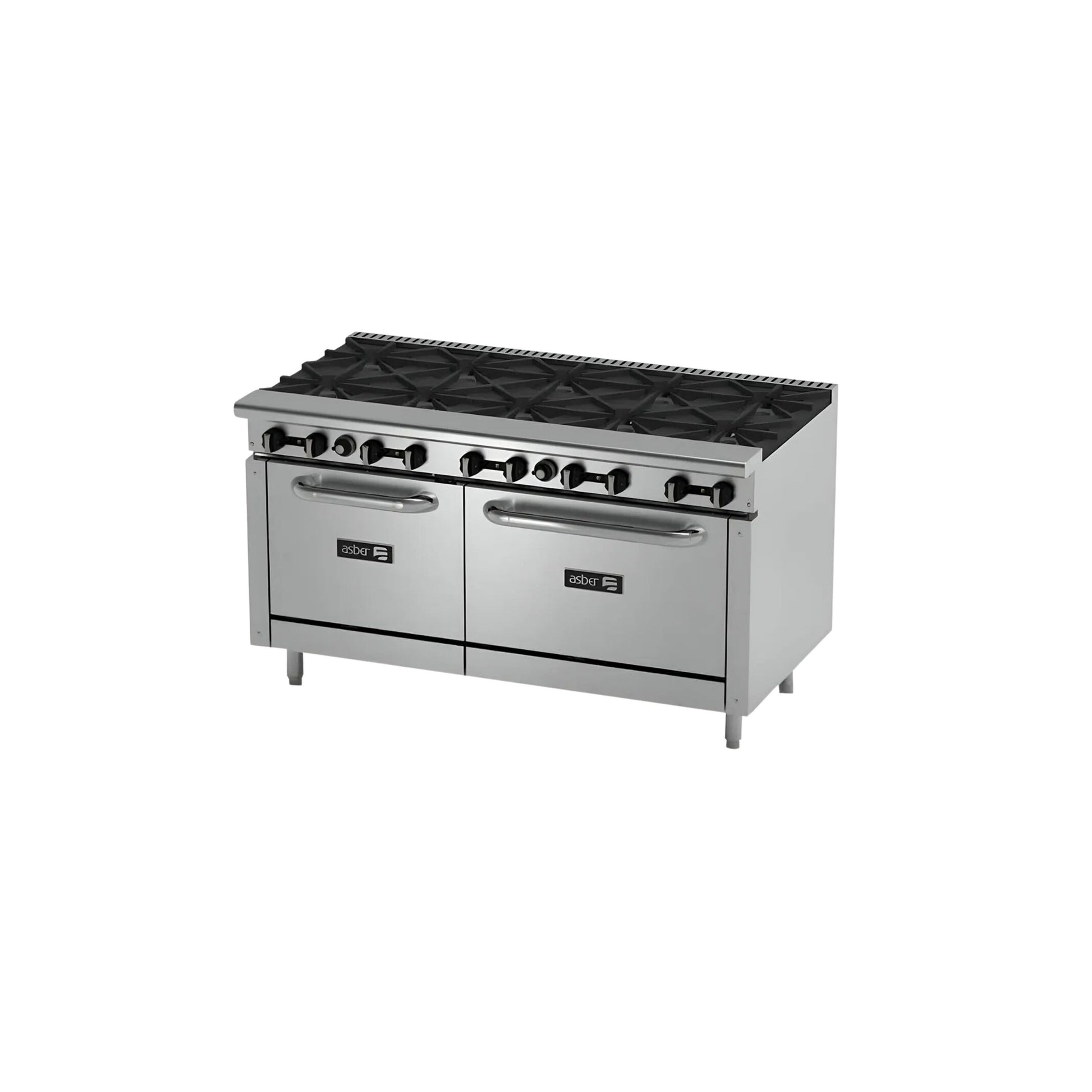 ESTUFA ASBER 2 HORNOS, 10 QUEMADORES 60" PARRILLA, 360 BTU TOTAL, 1524 X 823 X 902 MM MODELO GAS NATURAL AER-2-B10-60