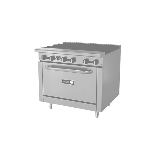 ESTUFA ASBER 1 HORNO, 6 QUEMADORES 36" PARRILLA, 210 BTU TOTAL, 914 X 823 X 902 MM GAS NATURAL MODELO AER-6-36