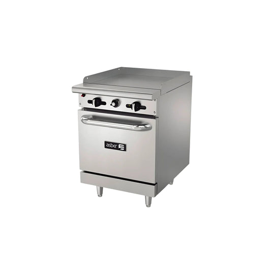 ESTUFA CON PLANCHA Y HORNO, 24" PLANCHA, 70 BTU TOTAL, 610 X 823 X 943 MM GAS NATURAL MODELO AER-G24-24-H